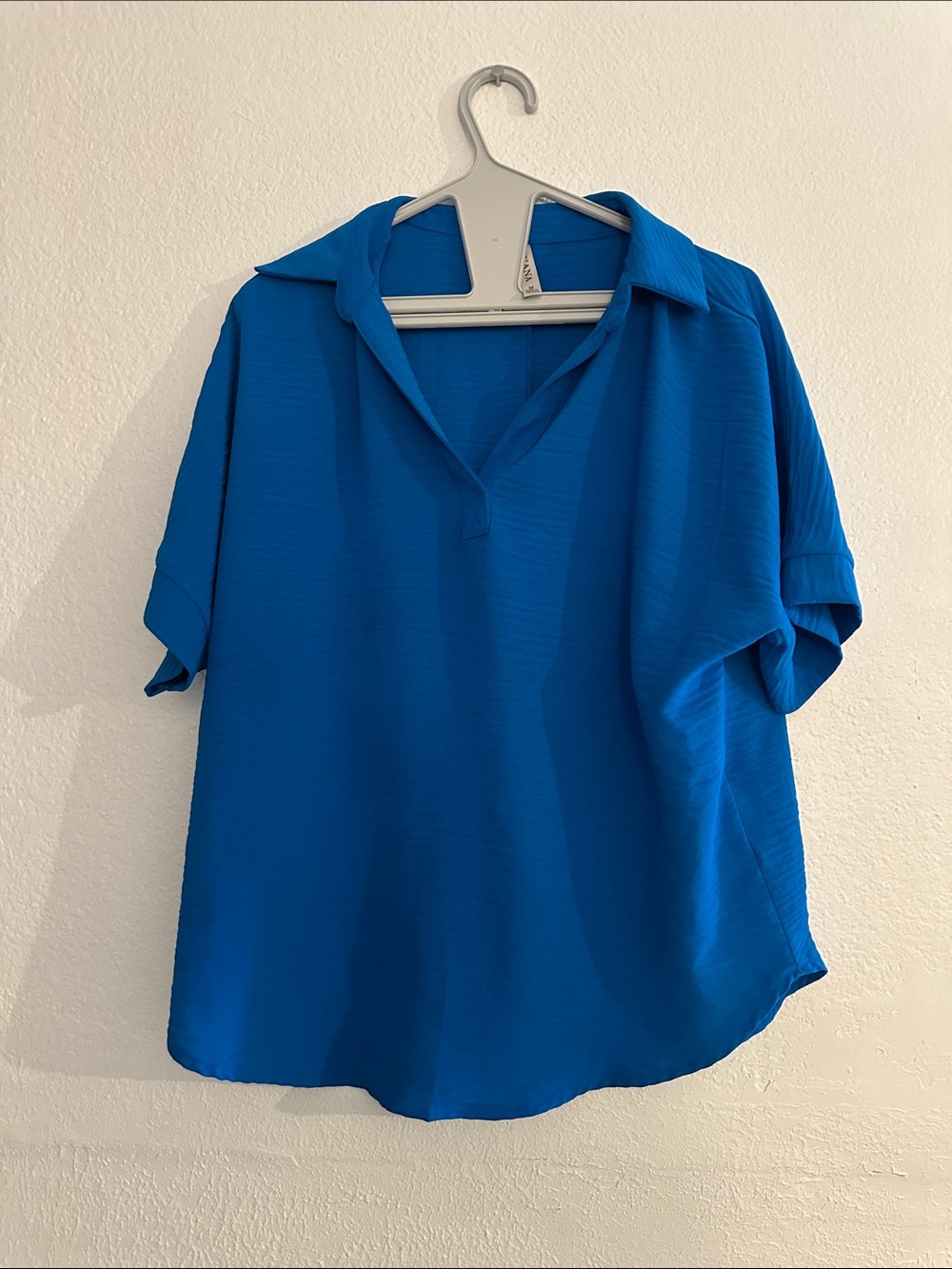 Zenana Outfitters Bright Blue Short Sleeve V-Neck Blouse